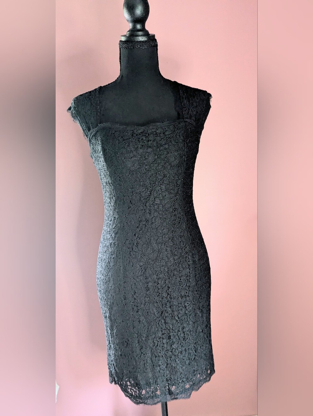 Adrianna Papell Black Strapless Lace Dress